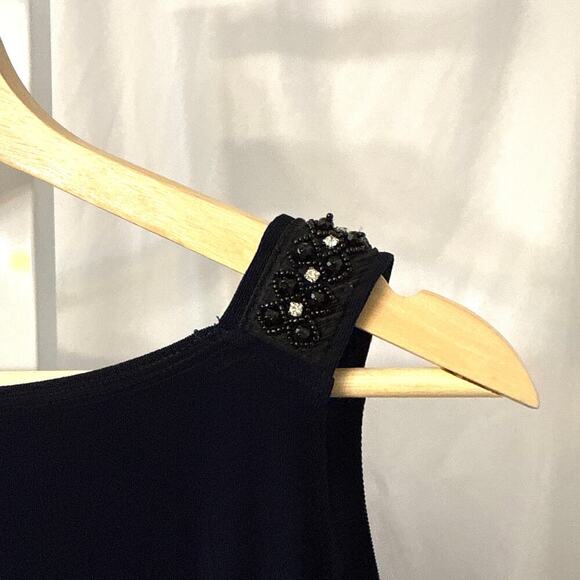 Chicos Travelers Tunic Top Large Size 2 Navy Blue Cold Shoulder - Picture 9 of 11